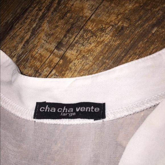 ChaCha Vente size large semi sheer mock wrap hi low convertible sleeves flowy - Picture 13 of 13